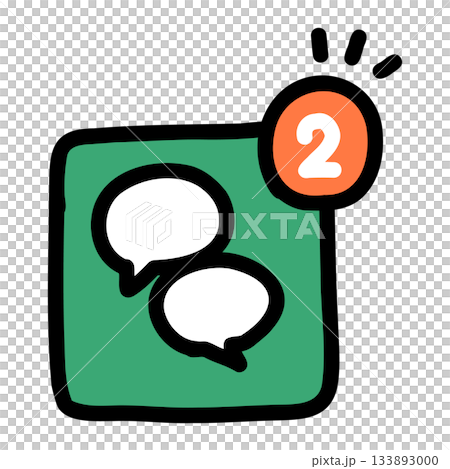 通知が届いているチャットアプリのアイコン|手描きのイラストアイコン 通知が届いているチャットアプリのアイコン|手描きのイラストアイコン 133893000