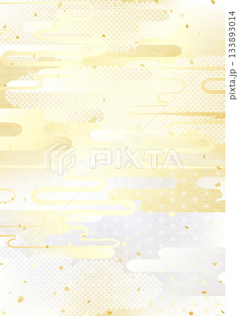 日本のいろいろな伝統模様を組み合わせた華やかな金銀の背景イラスト 133893014