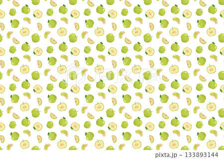 青りんご 水彩シームレスパターン 背景素材 フルーツ イラスト デザイン素材 133893144