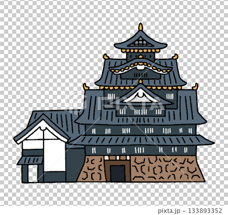 岡山城手繪插圖 133893352