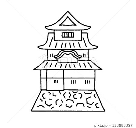 丸亀城の手描きイラスト 133893357
