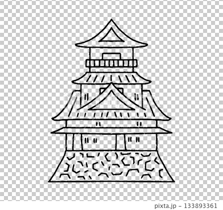 高知城の手描きイラスト 133893361
