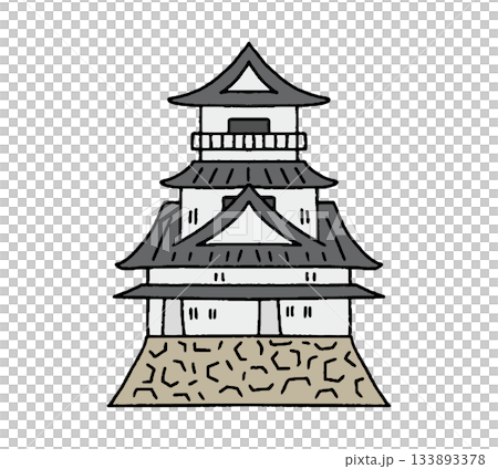 高知城の手描きイラスト 133893378