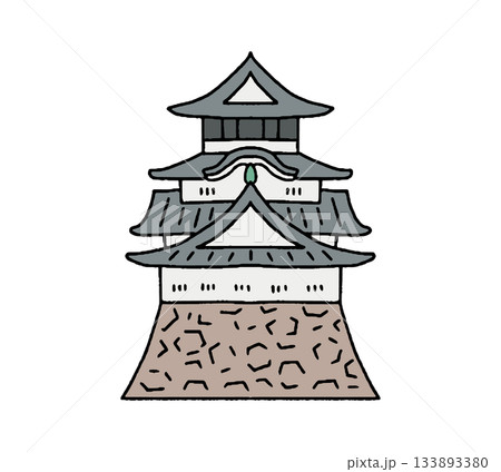 小倉城の手描きイラスト 133893380