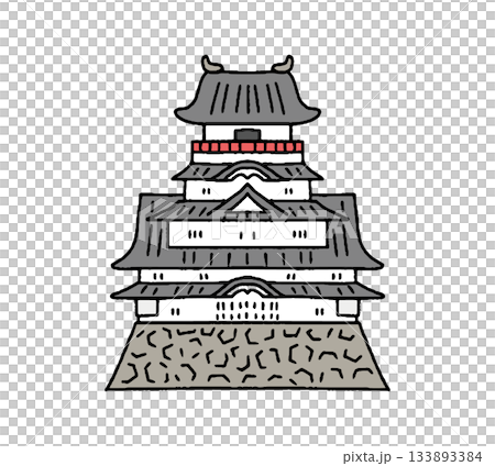 唐津城手繪插圖 唐津城手繪插圖 133893384