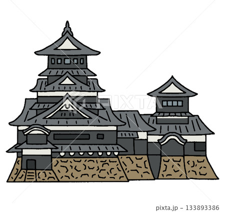 熊本城の手描きイラスト 133893386