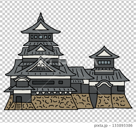 熊本城の手描きイラスト 133893386