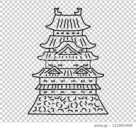 Nagoya Castle hand-drawn illustration Nagoya Castle hand-drawn illustration 133893406