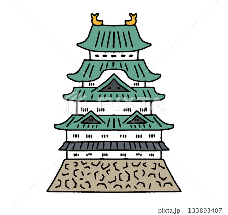 名古屋城の手描きイラスト 名古屋城の手描きイラスト 133893407