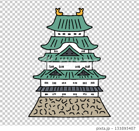 Nagoya Castle hand-drawn illustration 133893407