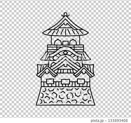 Hand-drawn illustration of Hikone Castle Hand-drawn illustration of Hikone Castle 133893408