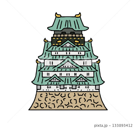 大阪城の手描きイラスト 大阪城の手描きイラスト 133893412