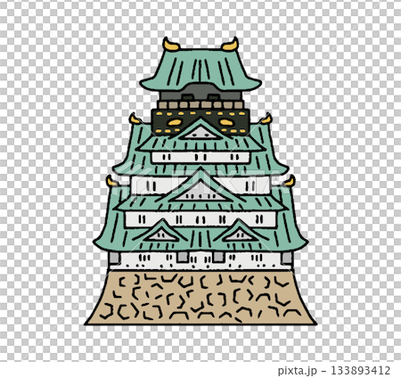 大阪城手繪插圖 133893412