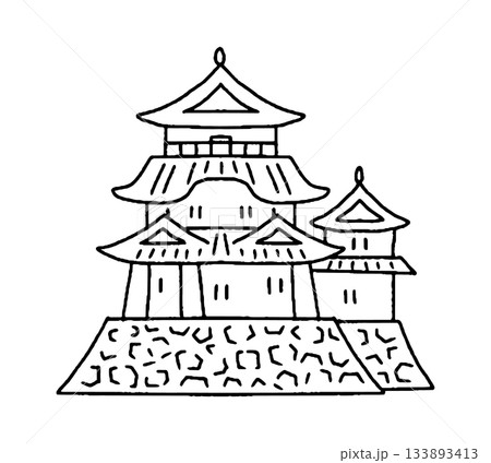 和歌山城の手描きイラスト 133893413