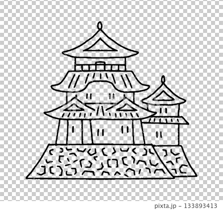 和歌山城の手描きイラスト 133893413