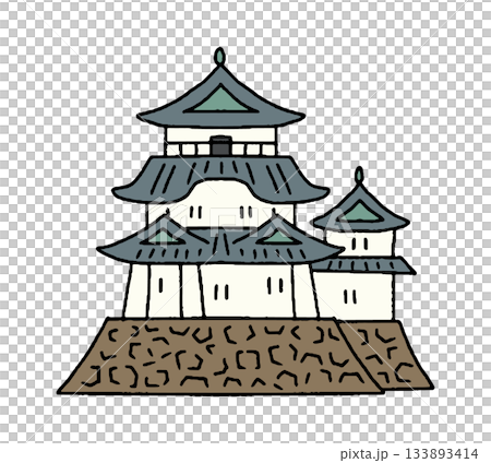 手繪和歌山城插圖 133893414