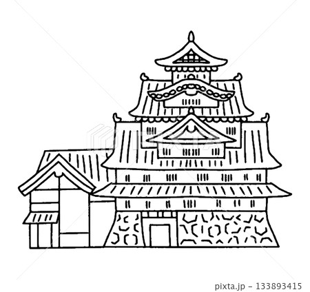 岡山城の手描きイラスト 133893415