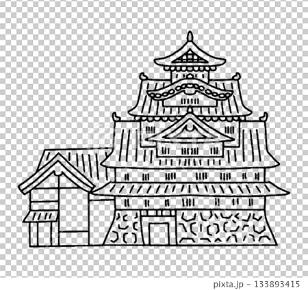 岡山城の手描きイラスト 133893415