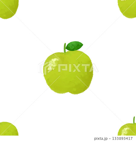 青りんご 水彩シームレスパターン 背景素材 フルーツ イラスト デザイン素材 133893417