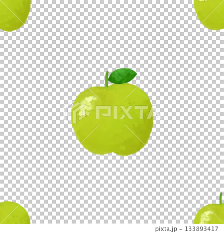 青りんご 水彩シームレスパターン 背景素材 フルーツ イラスト デザイン素材 133893417