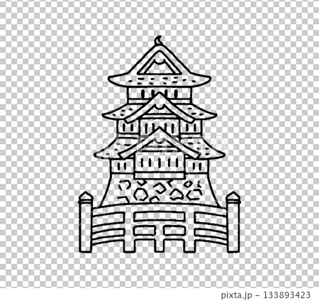 弘前城の手描きイラスト 133893423