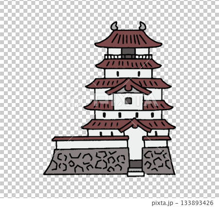 手繪會津若松城插圖 133893426