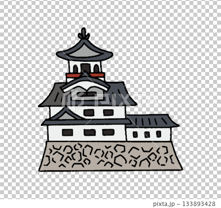 富山城の手描きイラスト 133893428