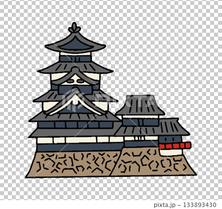 Hand-drawn illustration of Matsumoto Castle 133893430