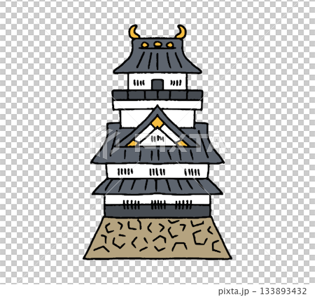 岐阜城手繪插圖 133893432