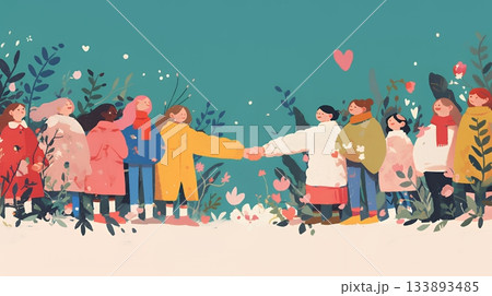 ダイバーシティ＆インクルージョン（多様性と包摂性）（シンプルな色使い）（POPな表現）