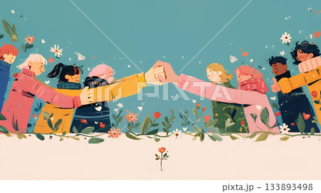 ダイバーシティ＆インクルージョン（多様性と包摂性）（シンプルな色使い）（POPな表現）