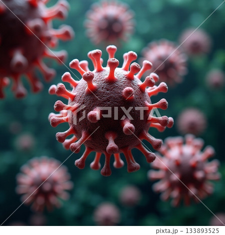 Microscopic view reveals intricate structure of virus Generative AI 133893525