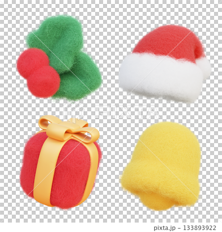 wool felt texture christmas icon 3D graphic set wool felt texture christmas icon 3D graphic set 133893922