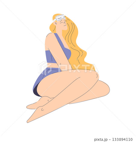 Woman in Pajamas Have Party Enjoy Sleepover Vector Illustration Woman in Pajamas Have Party Enjoy Sleepover Vector Illustration 133894110