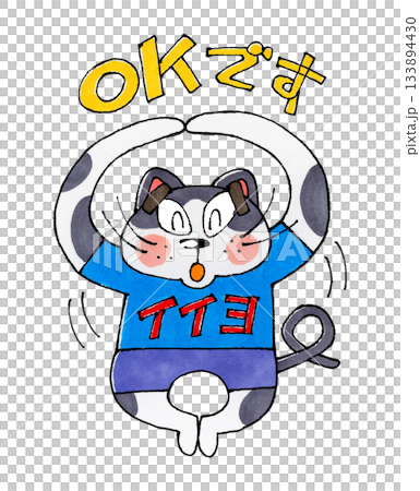 OKする猫のキャラクター OKする猫のキャラクター 133894430
