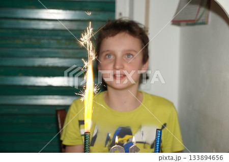 Birthday Celebration With Sparkling Cake Candles Birthday Celebration With Sparkling Cake Candles 133894656
