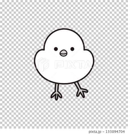 Illustration of a long-tailed tit facing the front 133894704