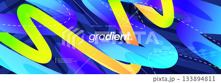 Abstract and Dynamic Background with Colorful Gradient Lines and Dotted Lines. for Business, Corporate, Institution, Party, Seminar, Advertisement or Promotion Background 133894811