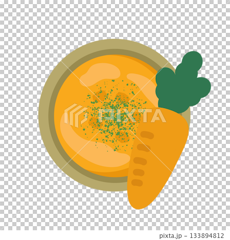 Carrot soup/potage illustration (with carrots) Carrot soup/potage illustration (with carrots) 133894812