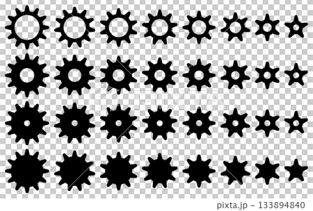 一組各種形狀的齒輪圖示向量插圖 133894840
