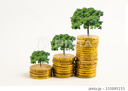 Tree on coin symbol of business growth or financial success. 133895153