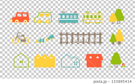 城市景觀和公車向量插圖集 133895414