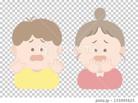 男孩和女孩做出厭惡的表情，擺出姿勢，臉部表情 133895625