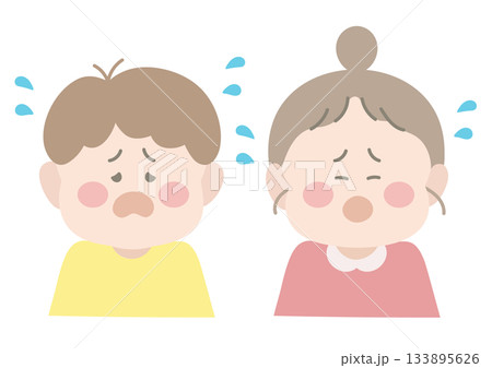 泣き喚く男の子と女の子　ポーズ　表情 133895626