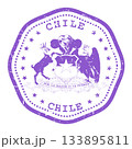 Chile stamp with state seal or coat of arms, travel stamp, shabby postmark of Chile, vector 133895811
