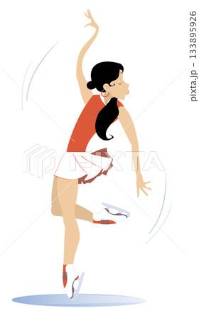 Beautiful young ice skating woman. Winter activities concept. Smiling young woman ice skating Beautiful young ice skating woman. Winter activities concept. Smiling young woman ice skating 133895926