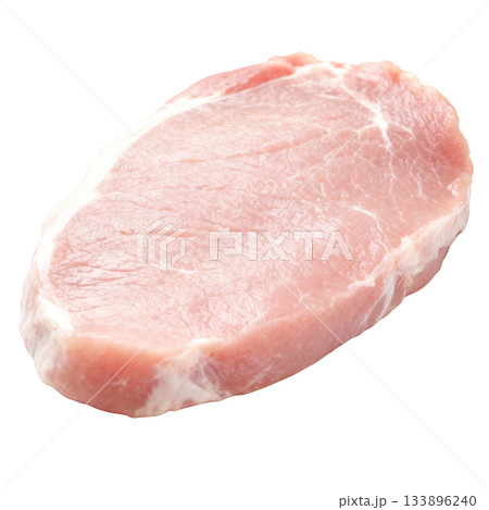 Fresh raw pork meat chop ready for cooking. This tender loin cutlet an appetizing uncooked food ingredient 133896240