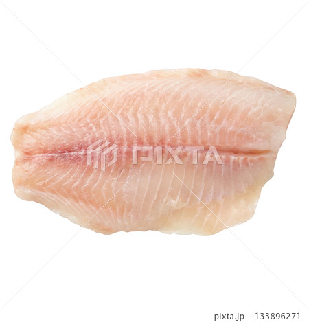 Appetizing raw white fish fillet seafood. fresh food ingredient for healthy meal, shown from top view 133896271