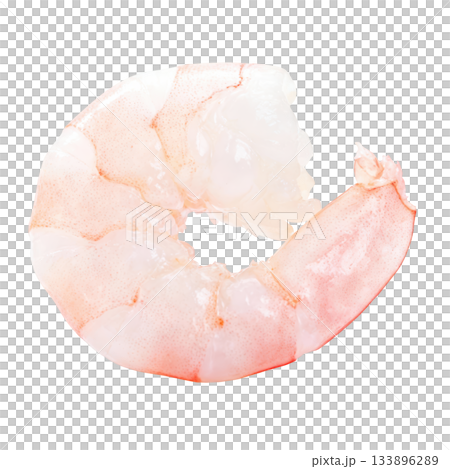 Delicious fresh cooked and peeled pink shrimp. single appetizing seafood prawn food ingredient for healthy meal 133896289