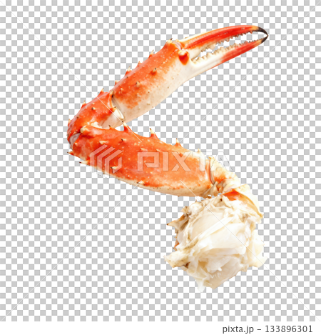 Delicious king crab leg with fresh meat. Cooked red seafood appetizer and gourmet meal for luxury dinner Delicious king crab leg with fresh meat. Cooked red seafood appetizer and gourmet meal for luxury dinner 133896301